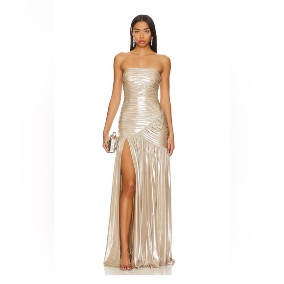 Retrofete Gold Strapless Gown